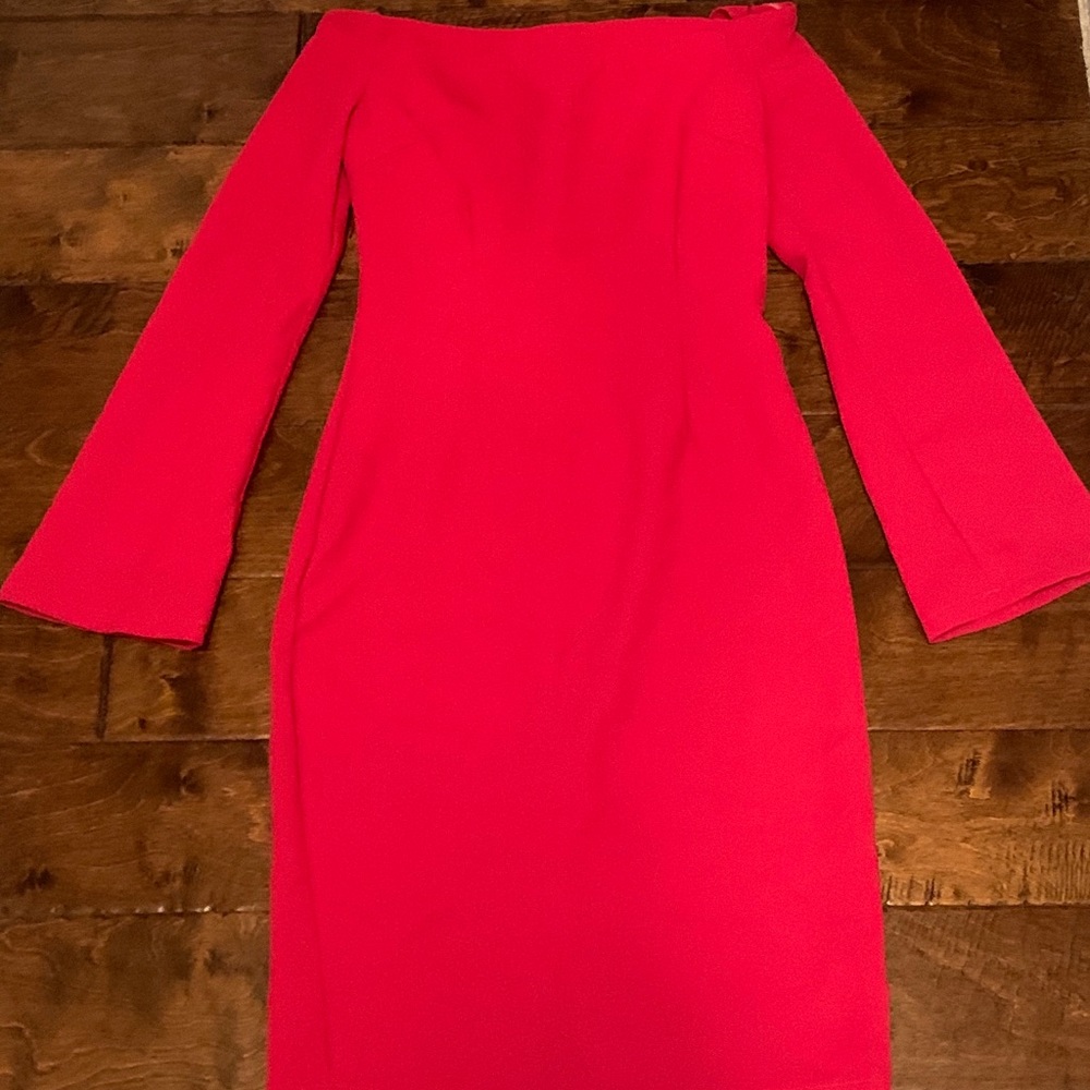 Chic off the shoulder hot pink dress